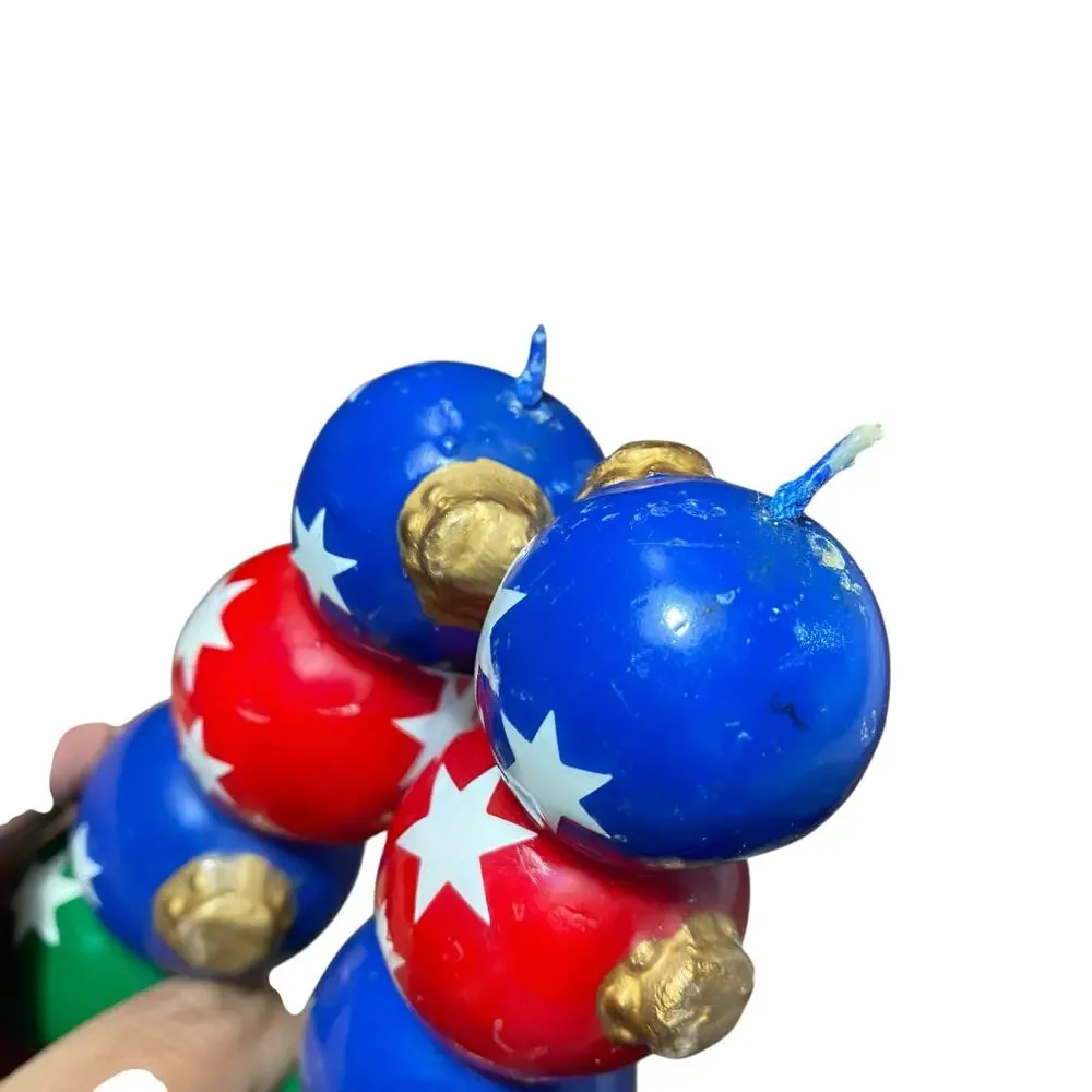 Department 56 (2) Vintage Christmas Taper Candles Colorful Ornament Stack